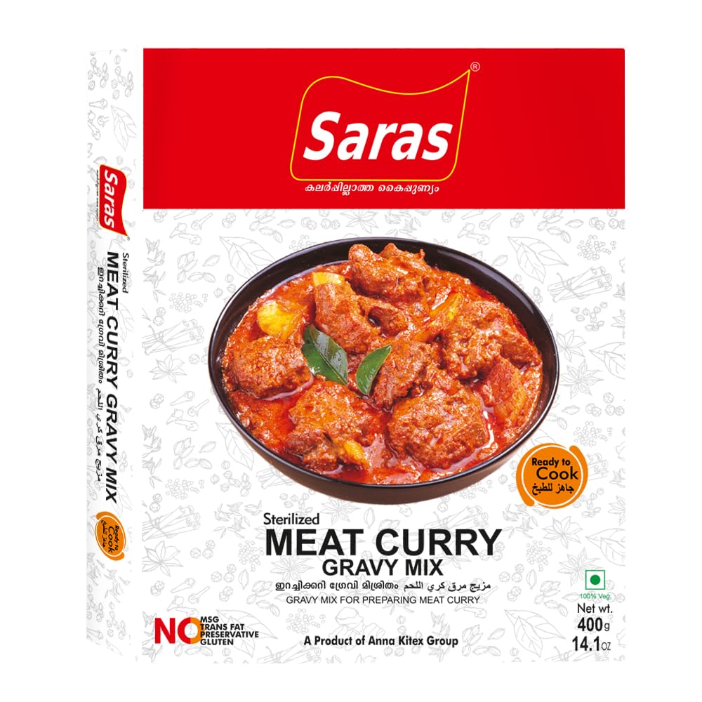 Saras Meat Curry Gravy pack of 2- Ready To cook gravy gives Rich Taste to your food I 400 g each