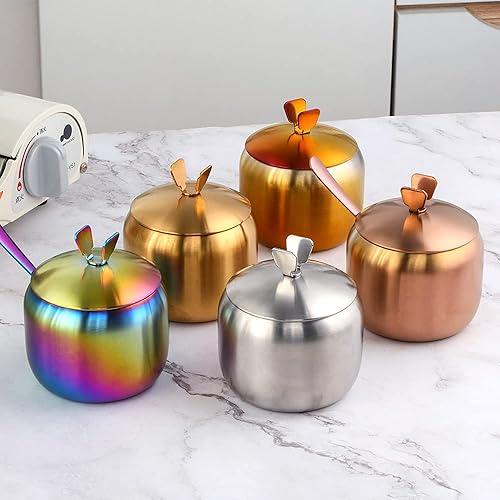 Miniatura 7 de Juego de recipientes para condimentos de acero inoxidable con 2 cucharas, estante para especias, botella para condimentos, sal y pimienta,