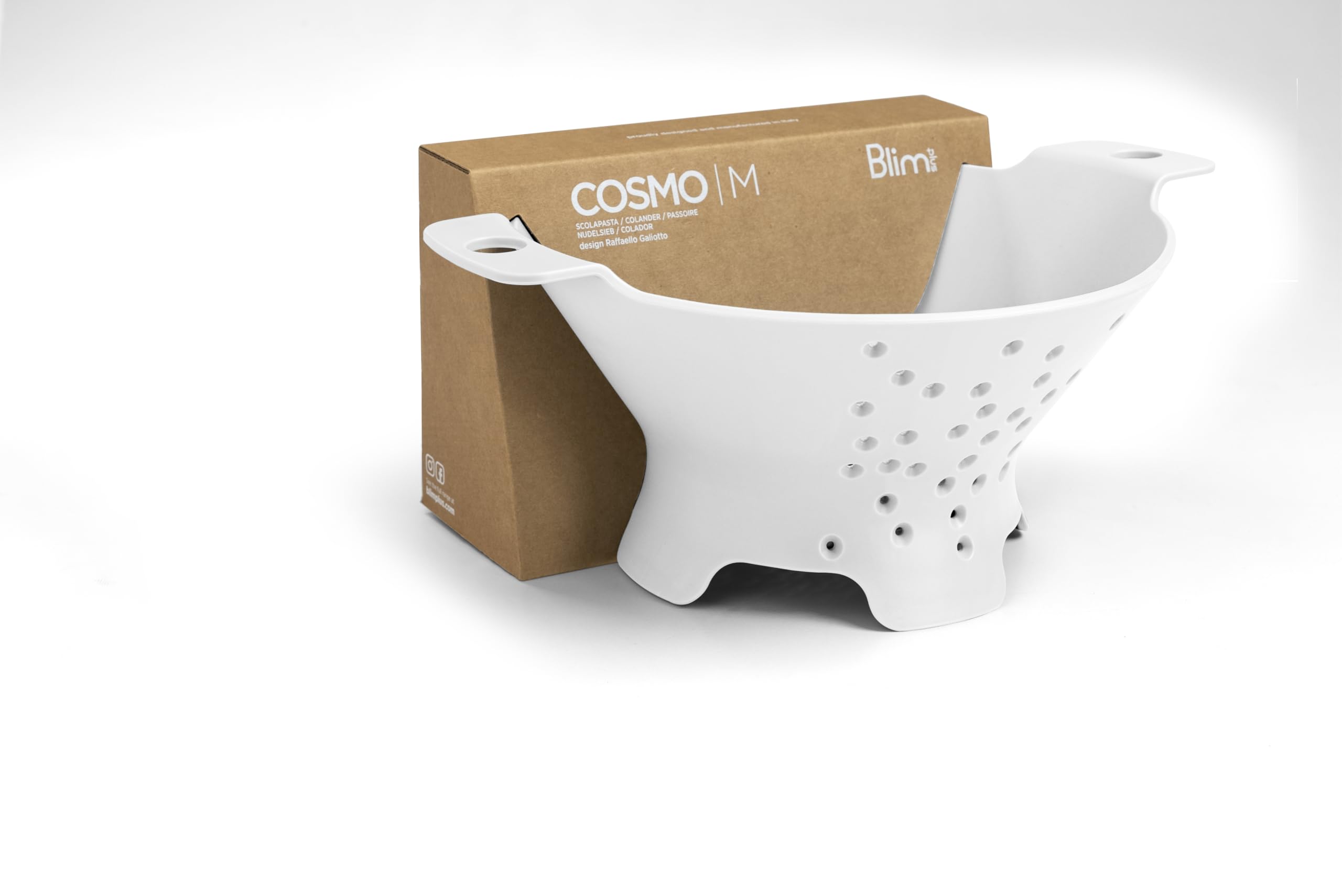 Blim Plus - Scolapasta Cosmo M Arctic White Ø 25cm - Scola Pasta Insalata Frutta Design Fori Stellari - Made in Italy