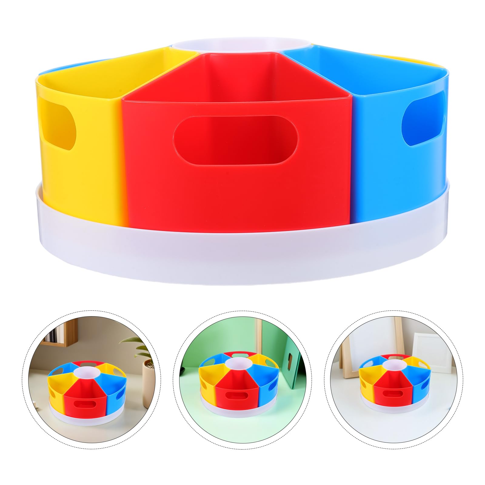DOITOOL Portapenne Girevole da Scrivania in Plastica 10 Pollici con 6 Scomparti, Organizer Portaoggetti Girevole a 360 Gradi per Ufficio, Studio e Materiali Artistici