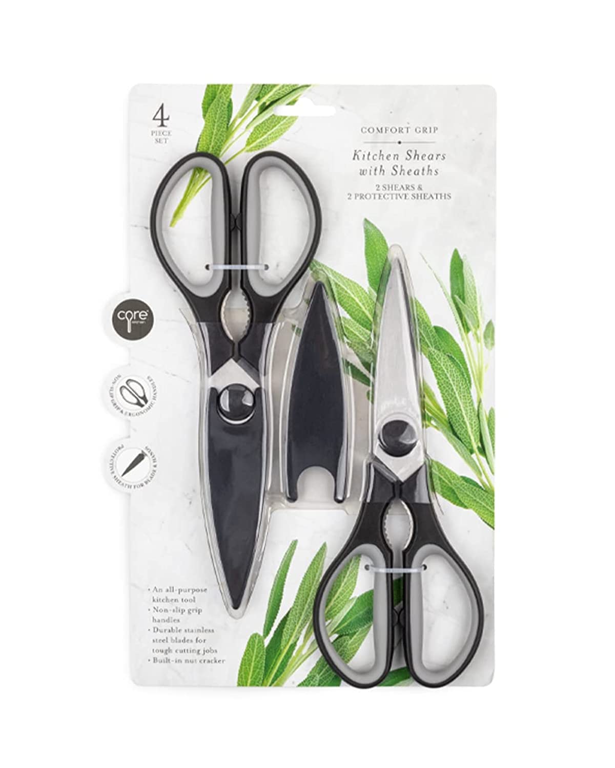 Core Kitchen Shears with Sheaths 2-Piece Set, Onyx