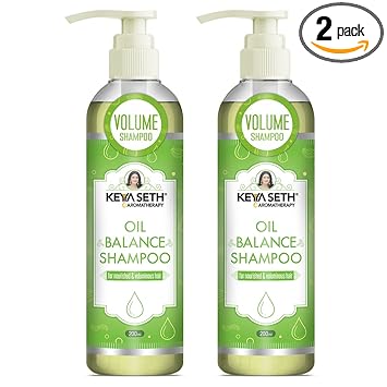 Keya Seth Aromatherapy, Oil Balance Shampoo,?For Oily Scalp?&?Anti-Dandruff,?Makes?Hair Bouncy?& Volume Boost for Thin Hair?with?Pro -Vitamin?B5?&?Essential?of?Lemon & Lavender.200ml (Pack of 2)
