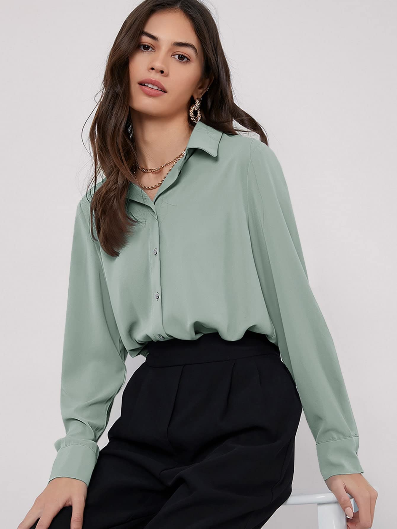 mint green blouse