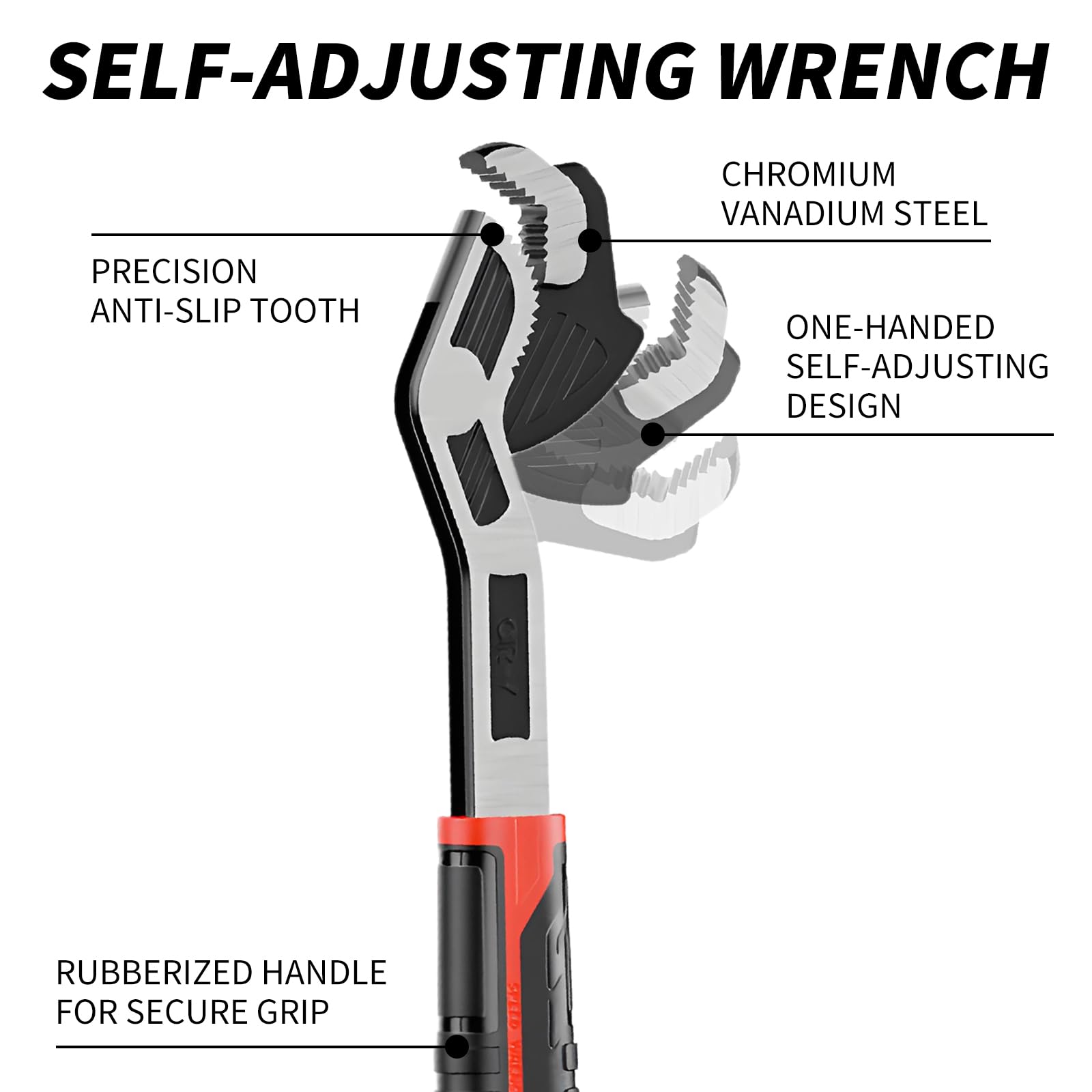 Wjelet Self Locking Wrench 6", Function Adjustable Spanner Chrome-Vanadium Steel, Strong Clamping, Large Opening 7-15mm - Image 3