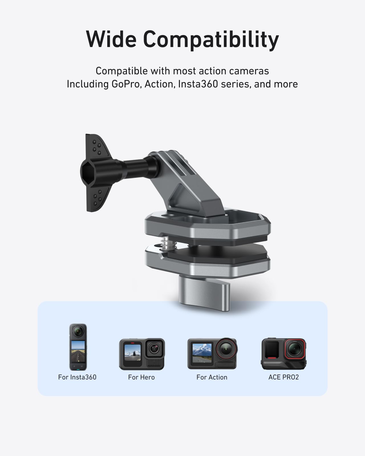 Supporto a clip per parabrezza moto, morsetto per parabrezza per DJI Osmo Action 6/Osmo Nano/Osmo 360/Action 5 4, Hero 13 12 11 10 9 8, compatibile con Insta 360 X5 X4 Action Cam