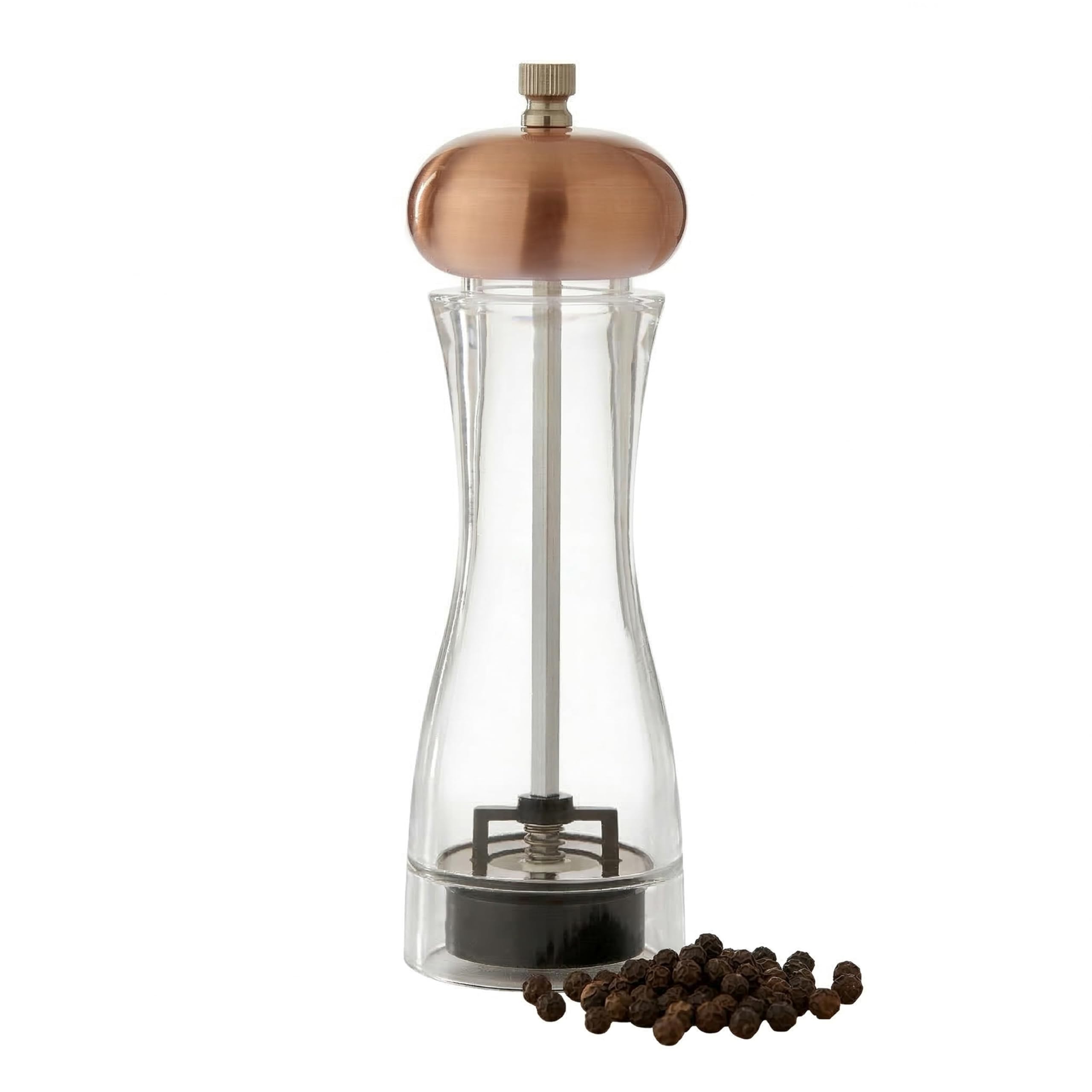 Premier Housewares Small Clear And Copper Salt & Pepper Mill | Acrylic And Copper Finish Grinder | Adjustable Ceramic Mechanism For Precision Seasoning | Tabletop Accessory