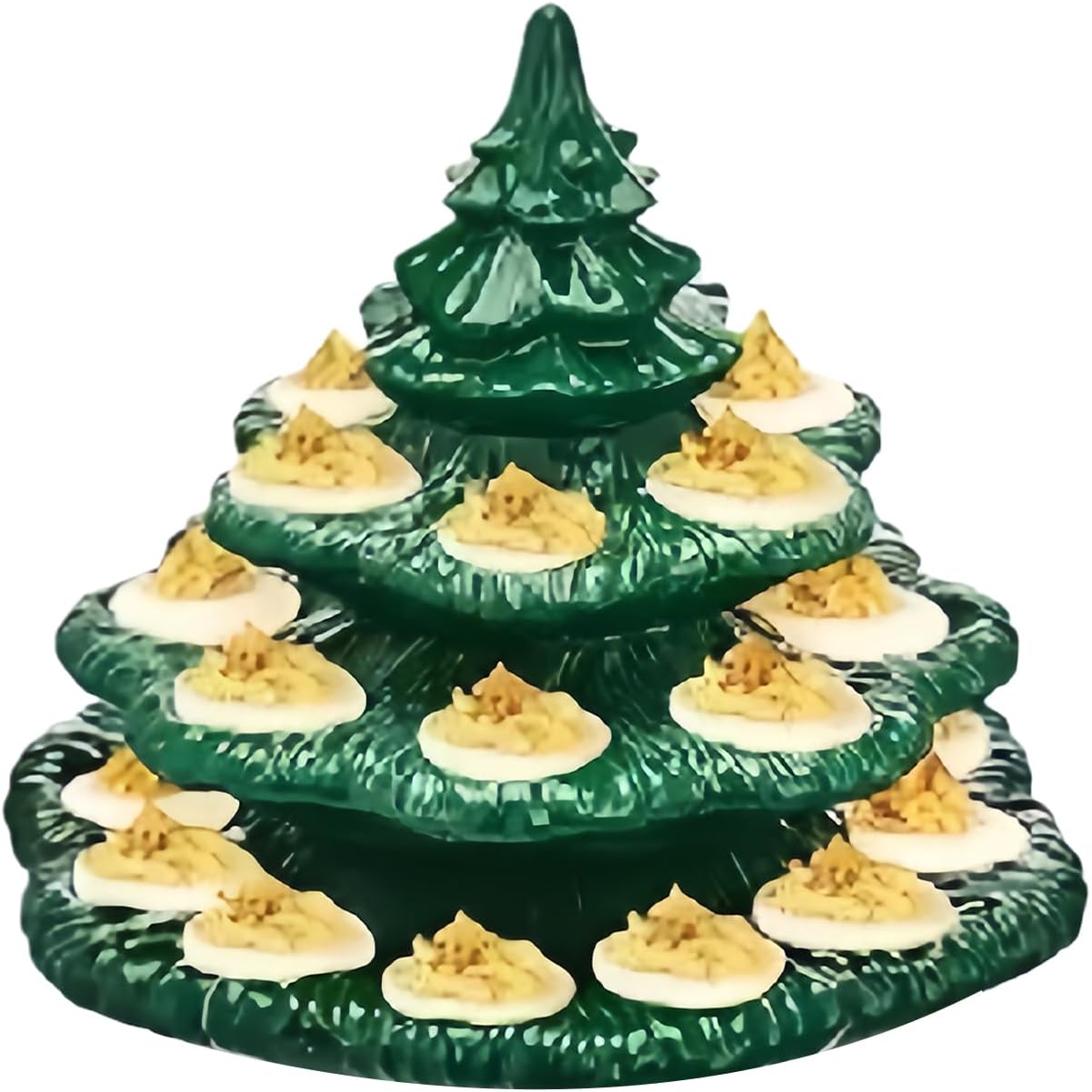 Deviled Egg Holder,4 Layer Christmas Tree Shaped Party Tableware,26 Hole Deviled Egg Plates Holders | for Holiday Gatherings Easter Wedding Barbecue Outdoor Parties Picnic