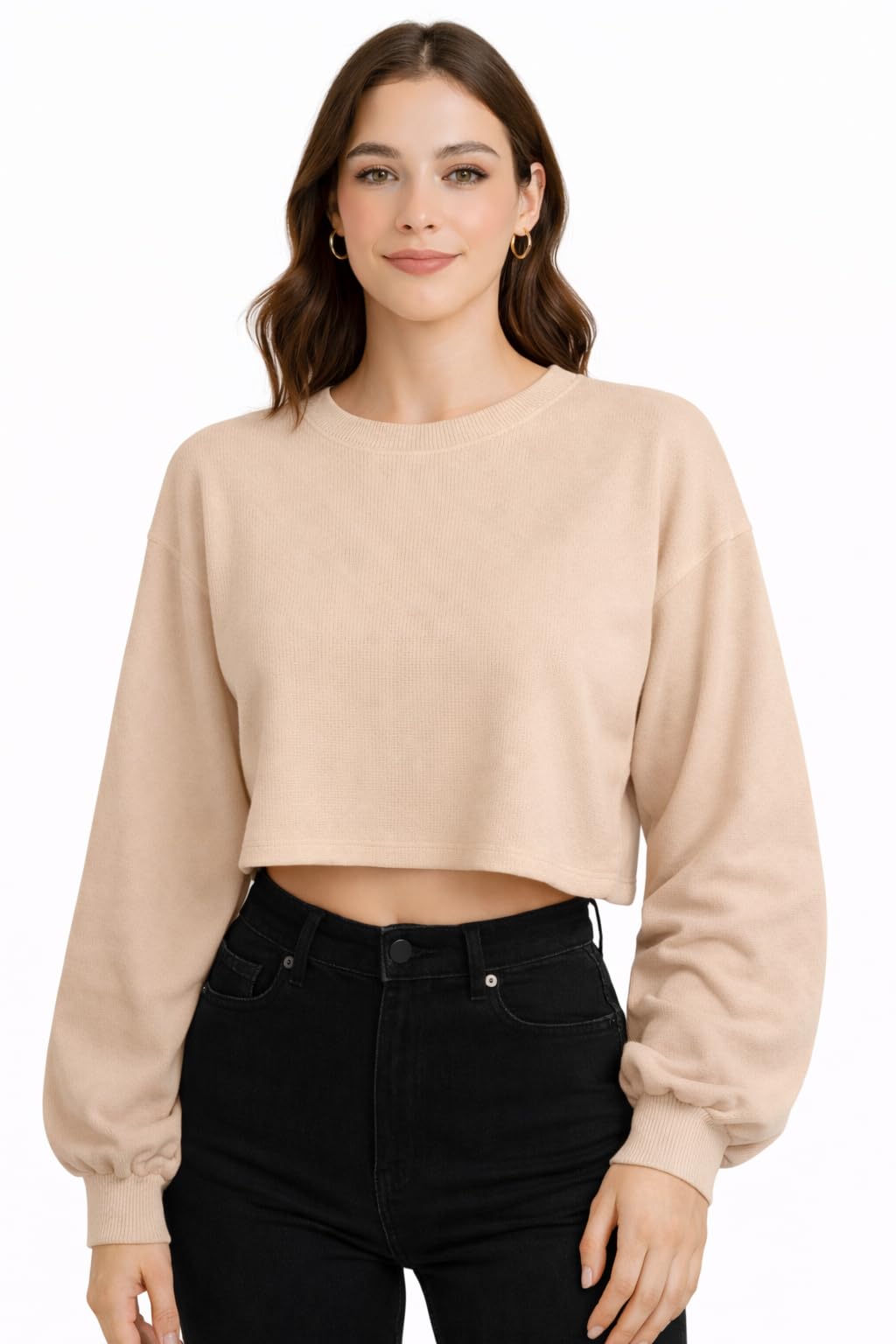 keri perry Tops for Women Long Crop Top for Women's Tank Activewear Tee Sports Casual Round Neck Workout Cotton Camisole Full Sleeve-picture-24
