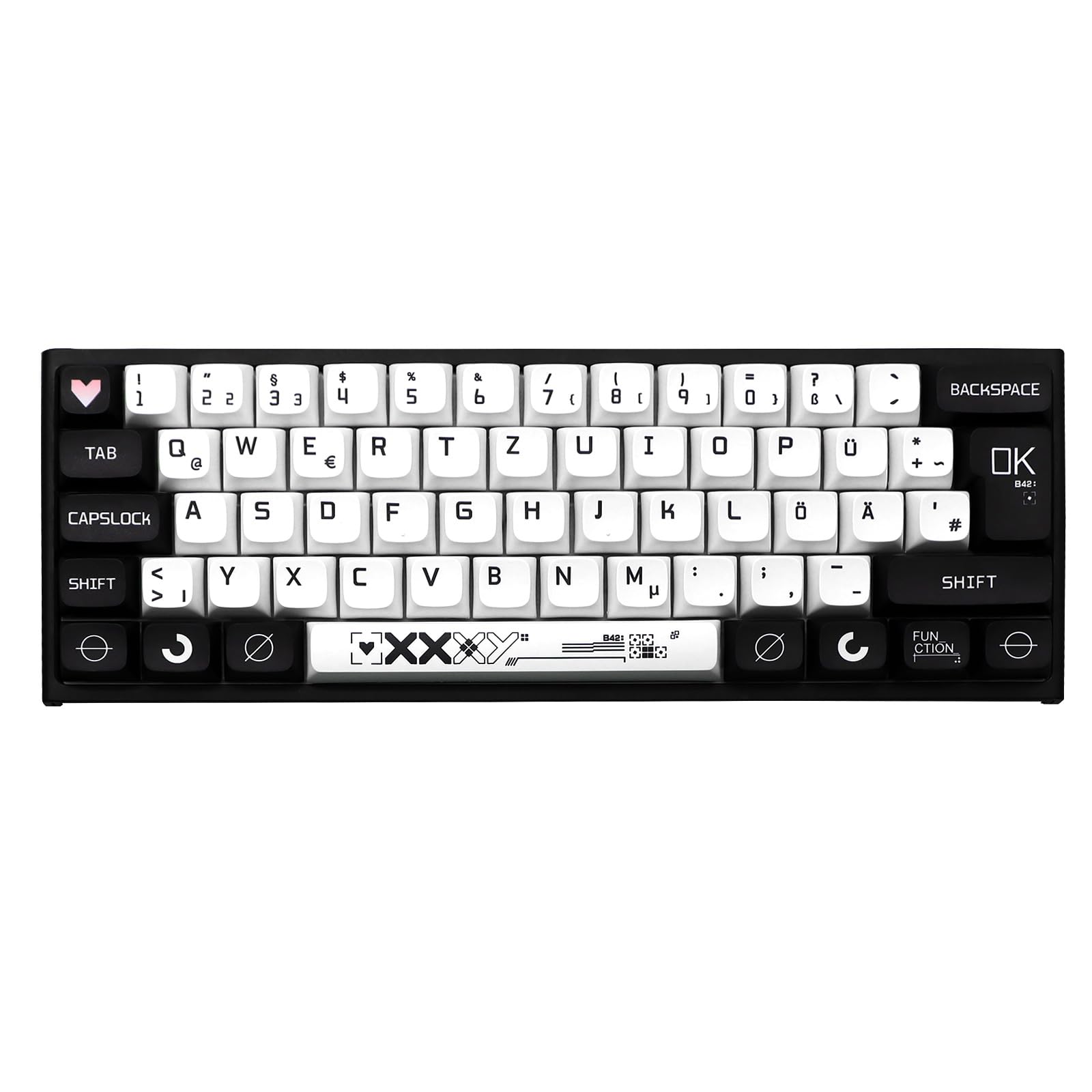 JSJT Teclas alemanas XDA perfil negro y blanco tapa 129 teclas Tema Tema Keycap PBT teclas teclas para ANSI/ISO Layout Cherry MX Switch Teclado mecánico