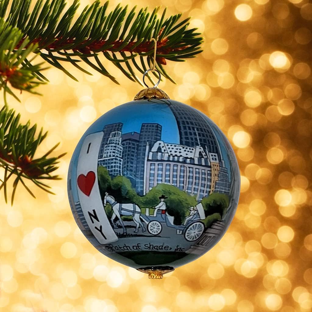 New York City Christmas Ornament Hand Painted from Inside with Decorative Gift Box - Image 11
