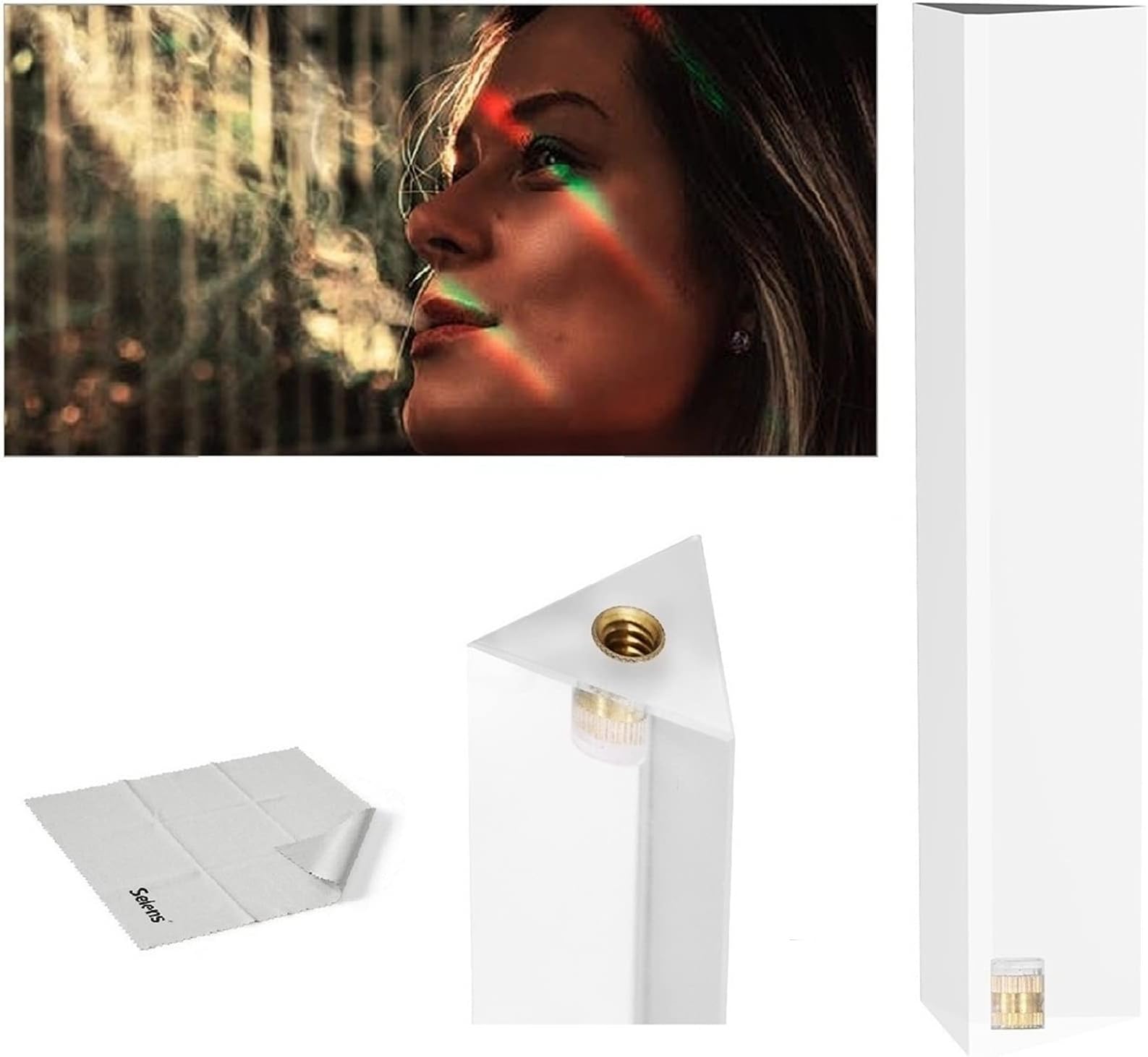 Selens Photography Crystal Triangular Prism with 1/4 Inch Thread Hole, Professional Look Crystal Glass Prism, Create a Slight Rainbow Effect for Camera Lens, for Photographers