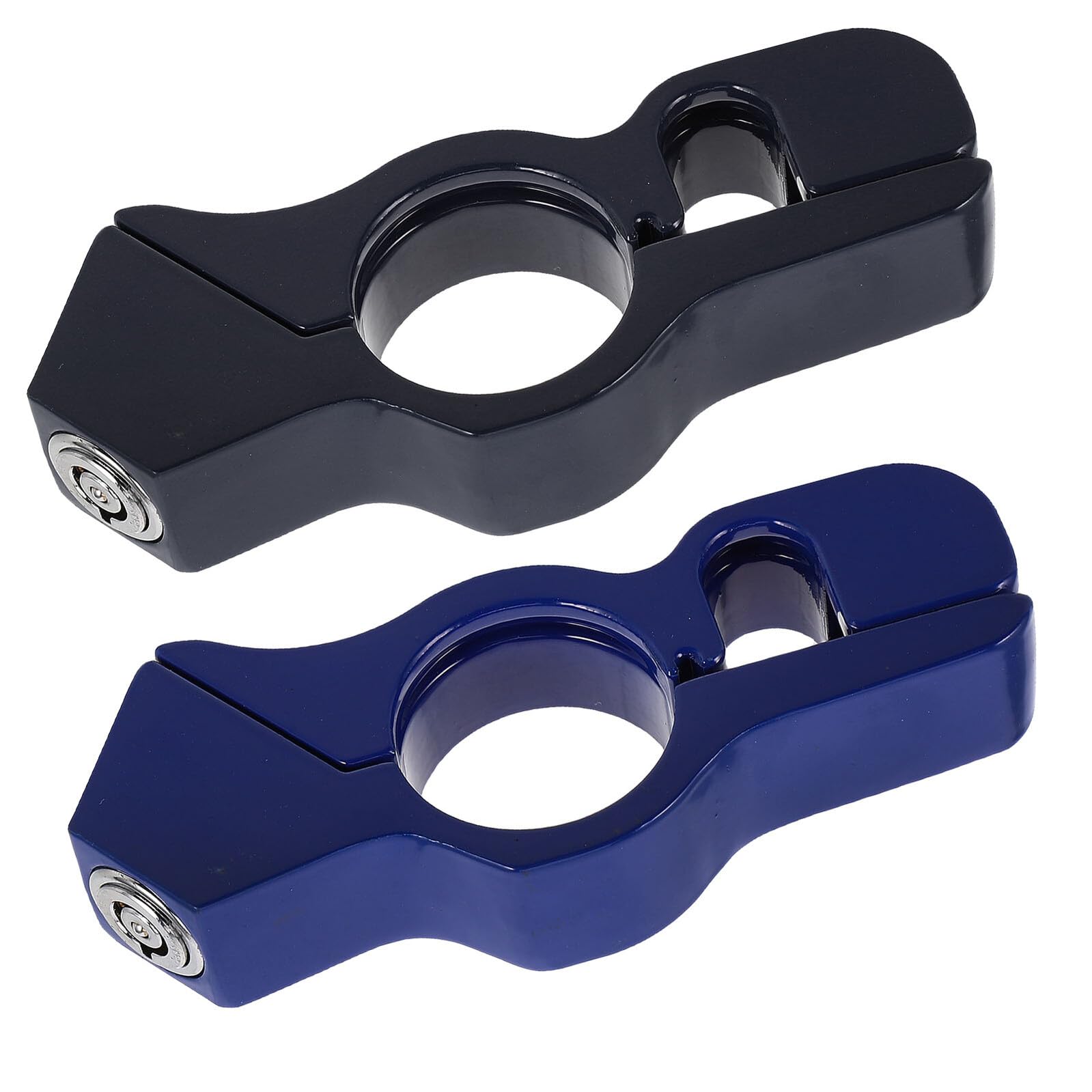 Healvian Cerradura Antirrobo para Manillar de Motocicleta de Aleación de Aluminio Resistente Diseño Cuerno de Toro Color Negro y Azul 2 Piezas Compatible Bicicletas Eléctricas y ATV