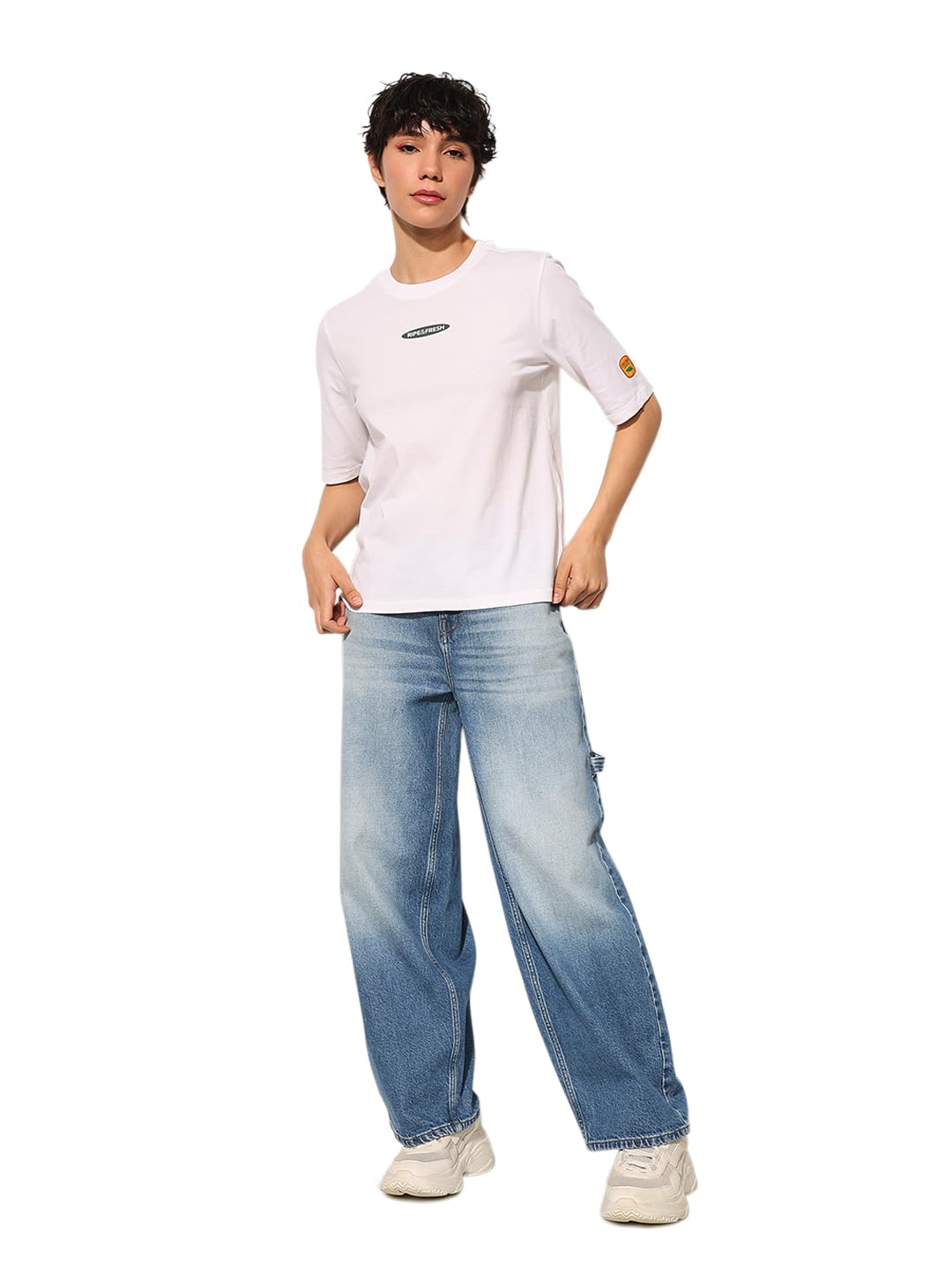 only Women's Regular Fit White T-Shirt-picture-22