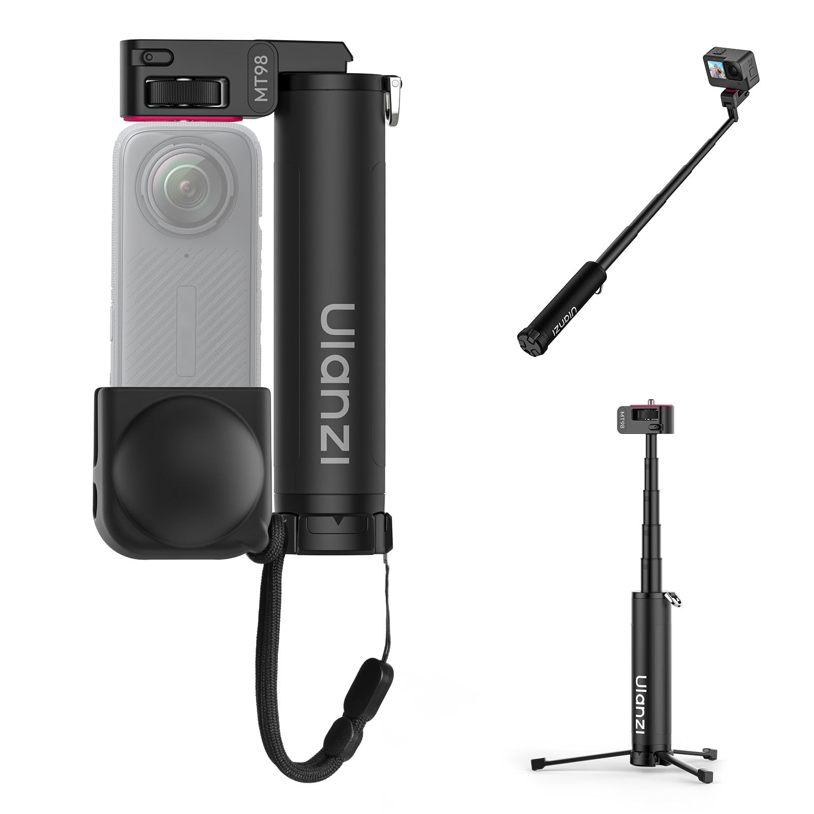 Ulanzi MT98 Kijek do selfie do Insta360 X4/X5, 57 cm, drążek przedłużający 1/4", wysuwany uchwyt 2 w 1, podróżny kijek do selfie, mini statyw do DJI Osmo Pocket 3 4