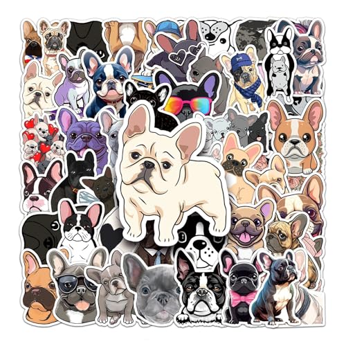 50 adesivi in vinile con bulldog francese, bulldog, graffiti, adesivi in vinile impermeabile per bambini, adolescenti, ragazze, per telefono, laptop, bottiglie, skateboard, telefono, bagaglio,