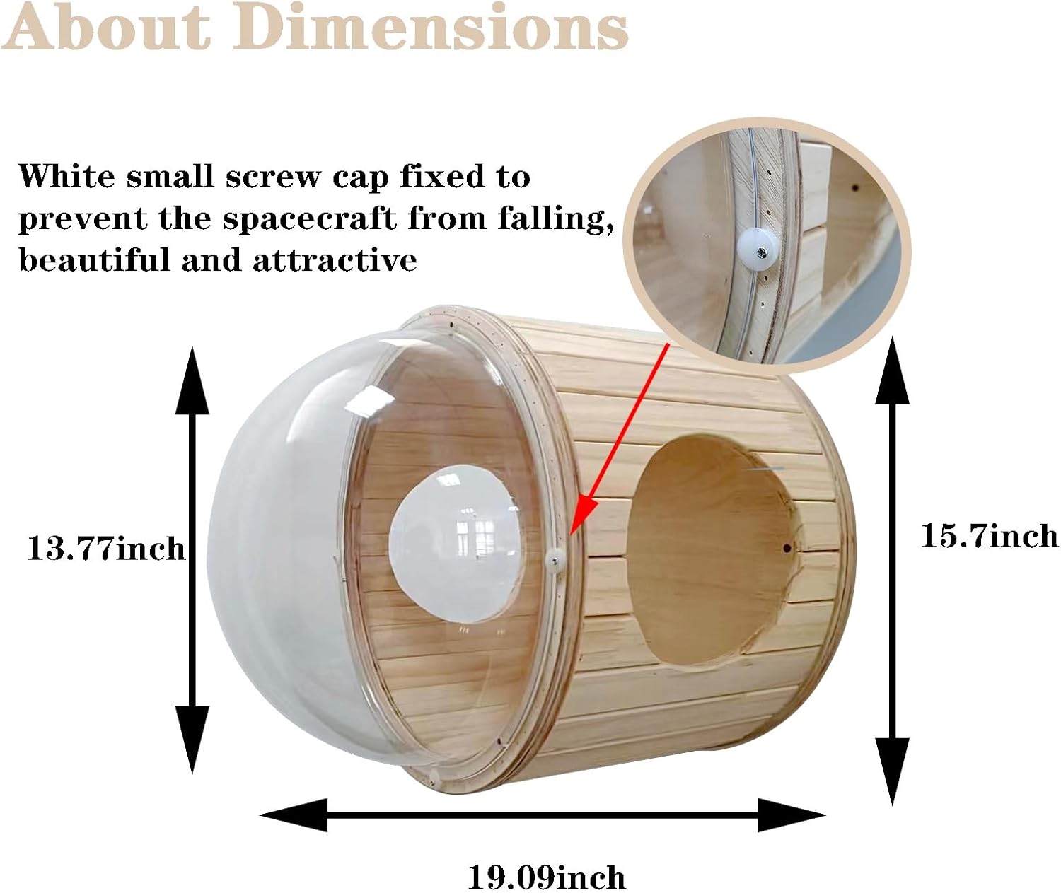 Wall-Mounted Cat Bed Furniture Round Space Capsule Acrylic，Cats Perch Steps Wooden Shelf Cat Lover Gift Cat Tree Tower-Side Stripe Style-1