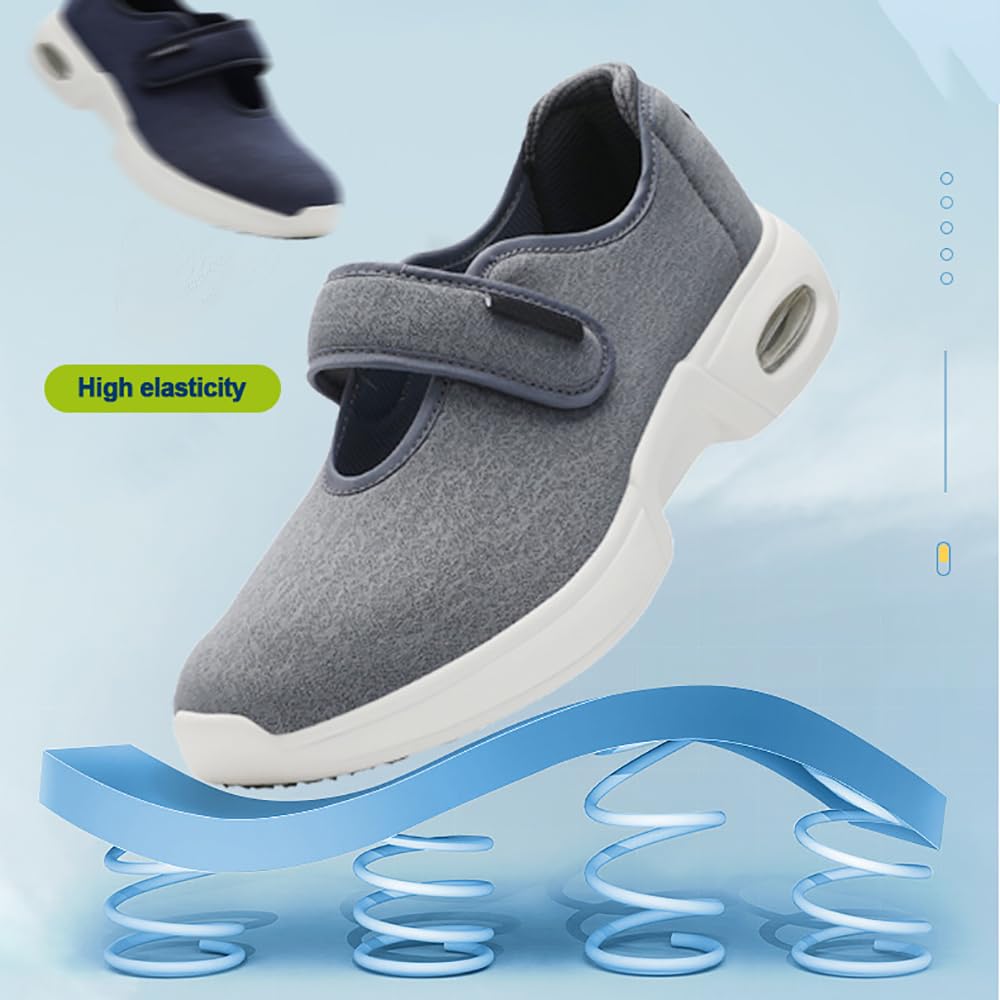 Zapatos para Diabéticos Calzado Ortopédico Fácil De Poner Zapatillas De Ancho Especial Calzado Ajustable con Plantilla De Espuma Viscoelástica Y Suela Antideslizante Ligera
