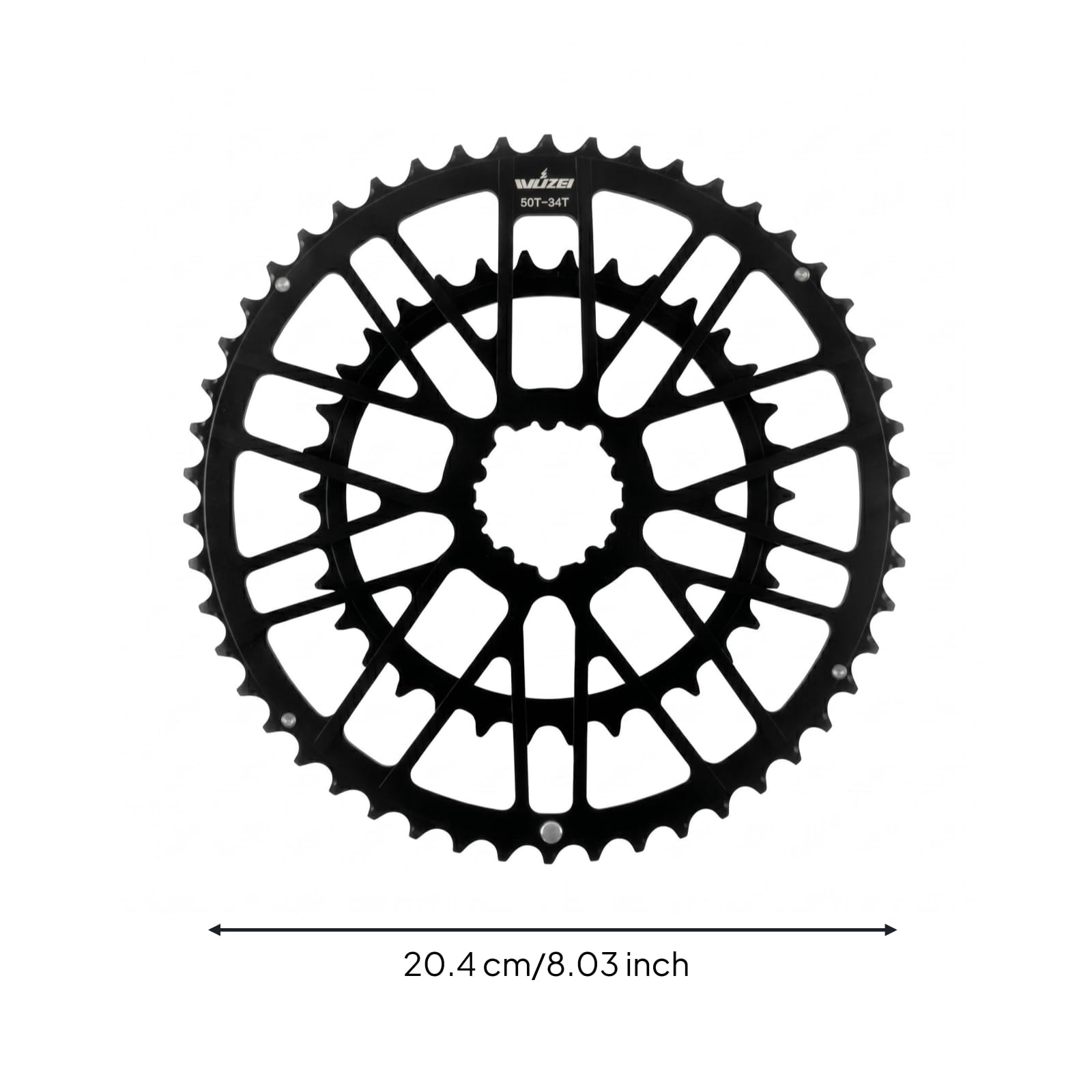 Milageto Plato de Bicicleta Doble Plato Piñón Engranaje de Aleación de Aluminio con Montaje Diseño Aligerado con Ventanas Dientes Estrechos y Anchos , 50T/34T