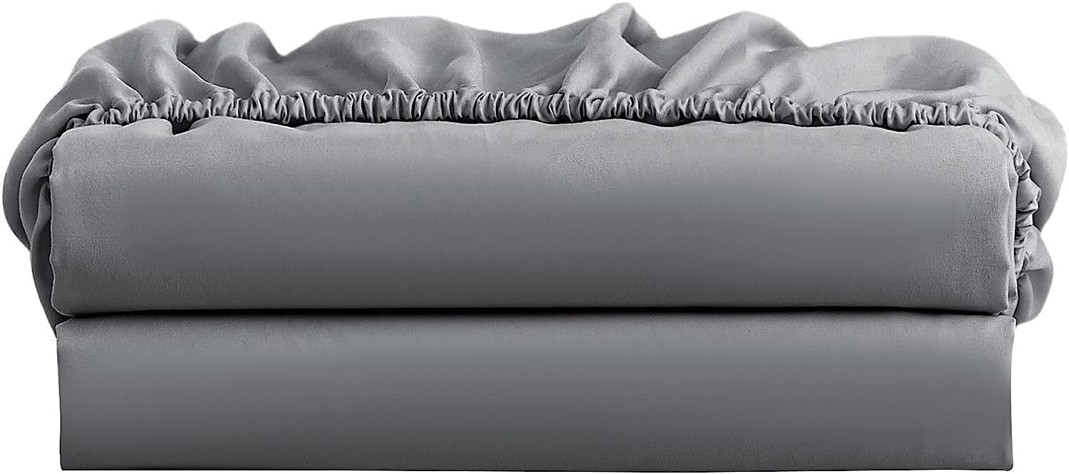 Dark Grey Emperor Fitted Sheets - 2 Pack Emperor Size Bed (32cm) Deep Pocket with Elasticated Corners Fitted Sheet 400 Thread Count - Stretchable & Breathable Cotton for Better Comfort.