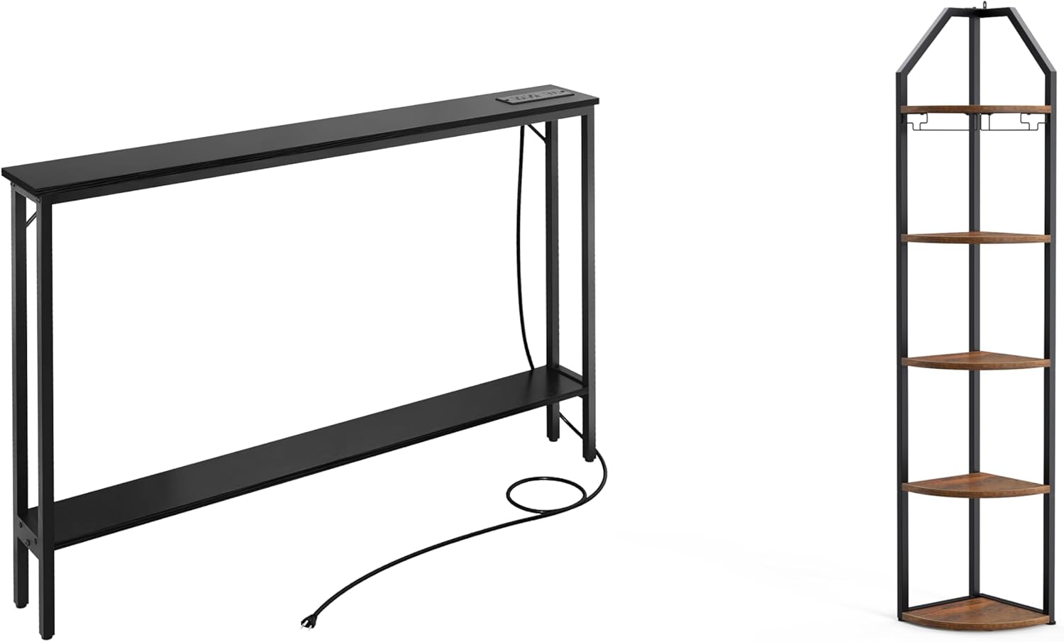 SAUCE ZHAN Sofa Table with Outlet and USB Port and 5 Tier