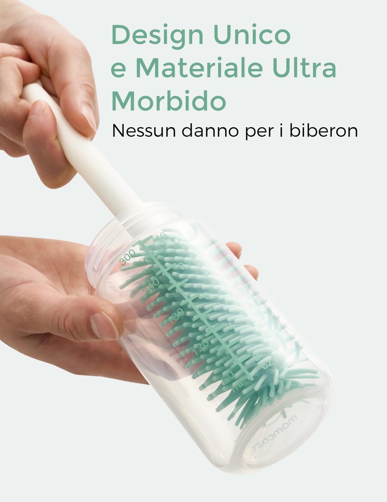 Momcozy Set 7-in-1 per biberon – kit pulizia completo con spazzola in silicone, punta per tettarelle, pulisci-cannucce, dispenser di sapone e scolapiatti