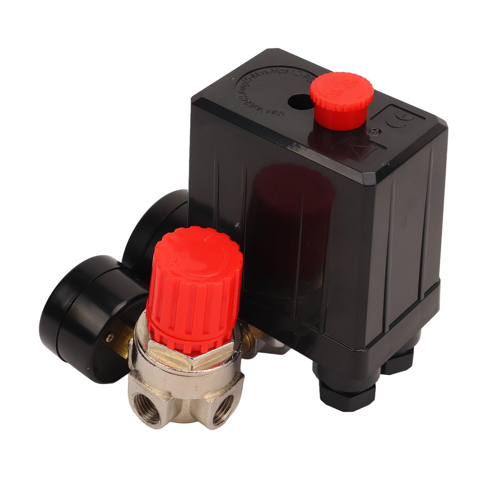 Interruttore di pressione per compressori d'aria, valvola di controllo automatico a 4 vie, regolatore di pressione regolabile da 0 a 180 PSI con manometri doppi, adatto a