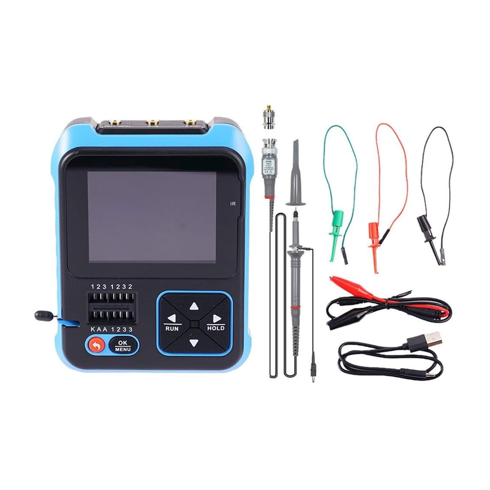 3 w 1 oscyloskop cyfrowy Tester próbnik elektroniczny wielofunkcyjny Generator sygnału Tester komponentów elektronicznych 500KHz 10 MS/s Test napięcia i prądu(B)