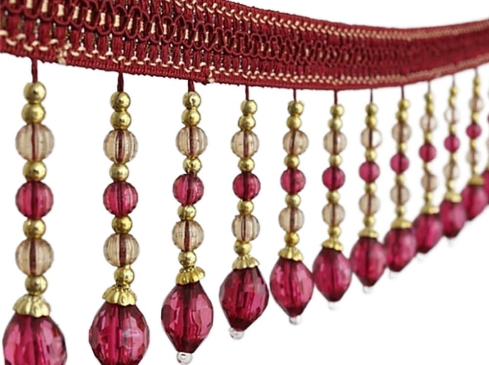 galons à Franges, Gland de Boule Suspendu Perles, Coupe Franges, Pompon suspendues tressées 5 mètres for Garniture Couture décorative Bord Couverture Table Rideau(Grijs)