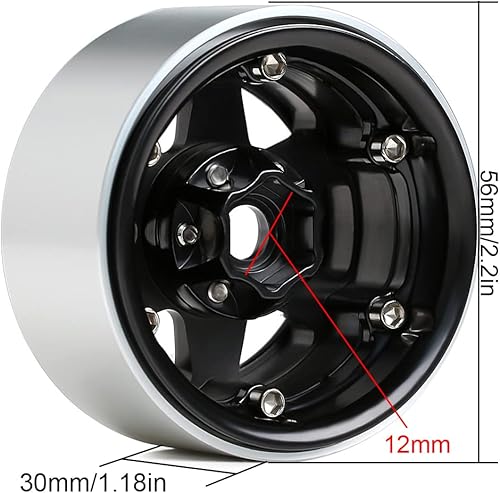 Miniatura 3 de INJORA Llanta RC 4 piezas Beadlock de 1.9 pulgadas Llanta de cubo de rueda de metal para 110 RC Crawler Axial SCX10 90046 AXI03007 TRX4 RedCat MST