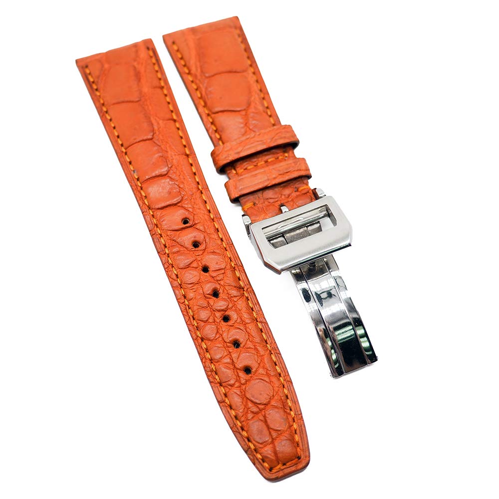 22mm Tangerine Orange Alligator Leather Watch Strap For IWC