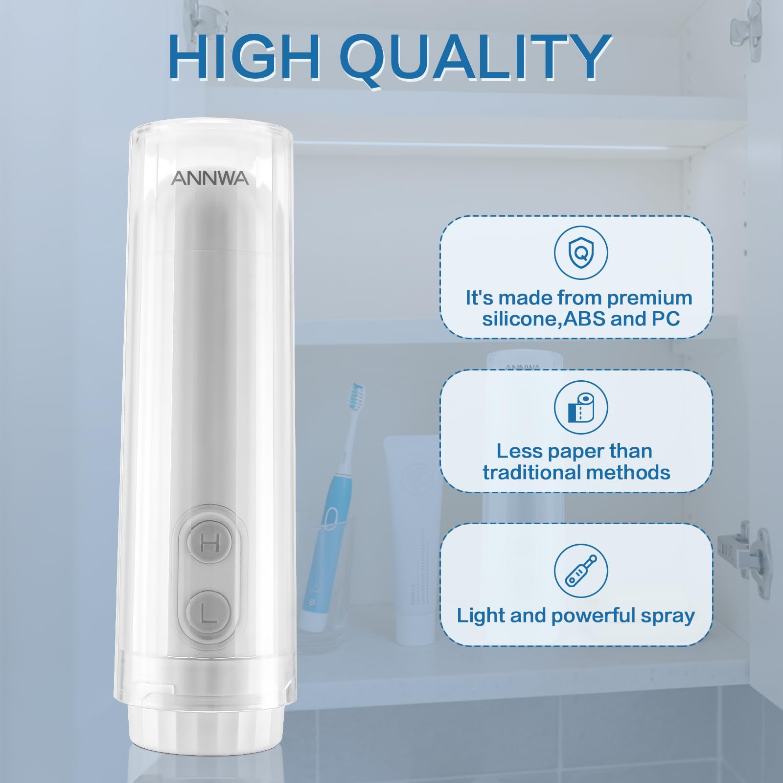 Bidet portatile leggero da viaggio, ugello regolabile a 180°, modalità forte/morbido, impermeabile IPX6, 140 ml alimentato a batteria per musulmani, donne, dopo il parto, neonati e adulti