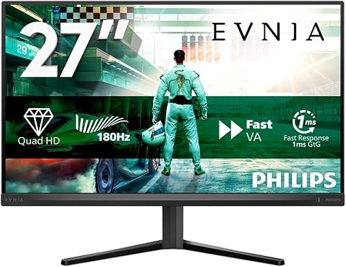 PHILIPS Evnia Gaming Moniteur 27M2N3500NL 27 Pouce 180Hz Fast VA Dalle, 1ms GtG, HDR10, FreeSync, (2560x1440 HDMI 2X 2.0) Gris foncé - 2