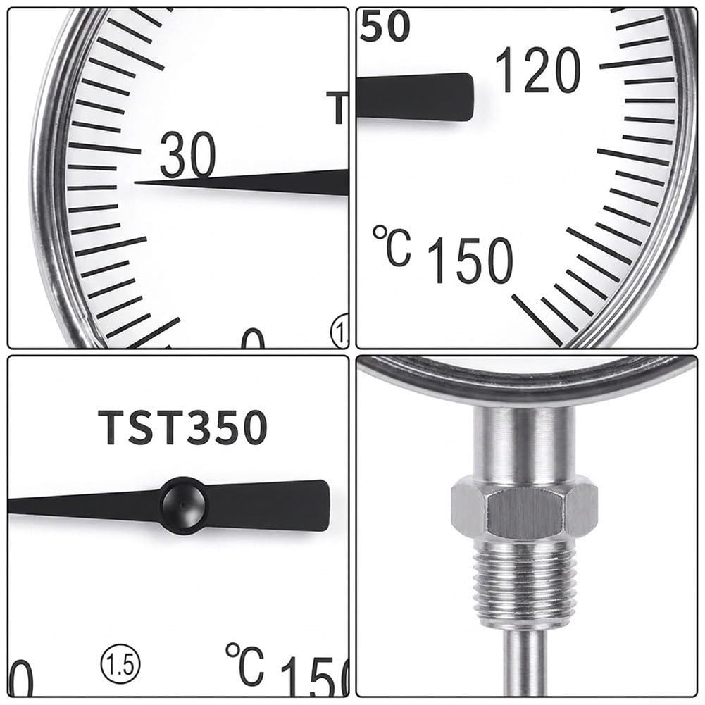 Edelstahl Rohrthermometer 100mm Axial Montage Basis