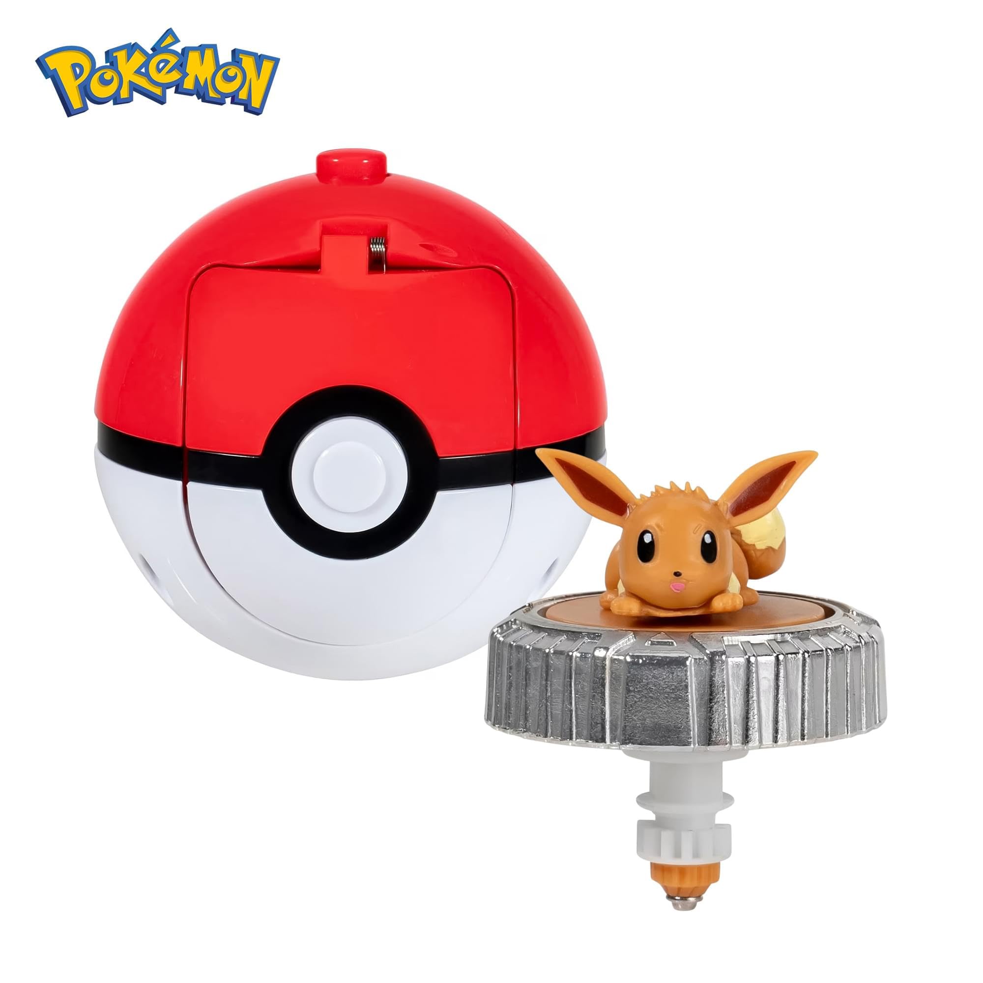 Pokémon Pack de toupies de Combat Évoli Toupie de Combat avec Lanceur de toupie Poké Ball