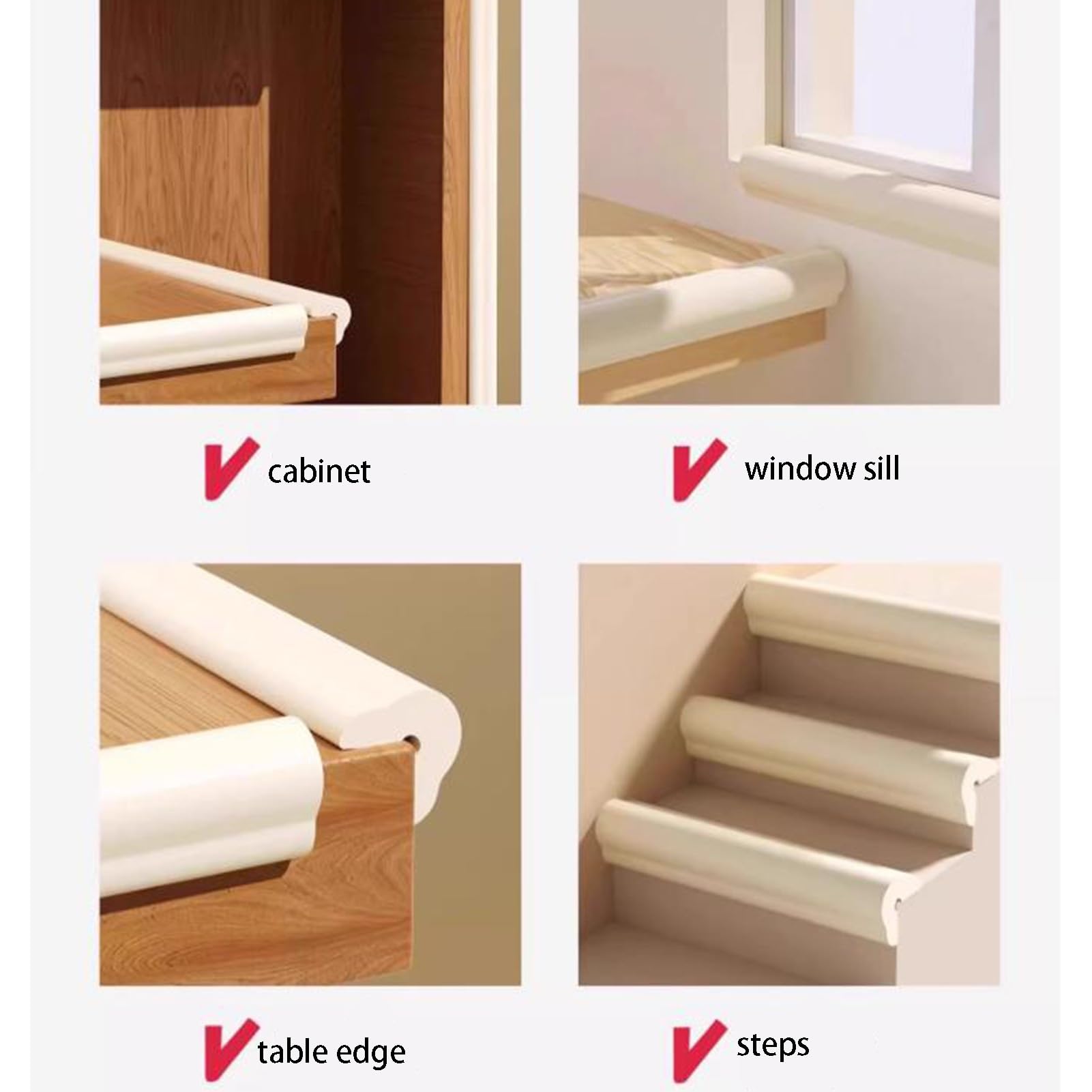 Protector de esquinas, tiras anticolisión de borde de espuma para muebles y armarios, acolchado de seguridad para escalones,