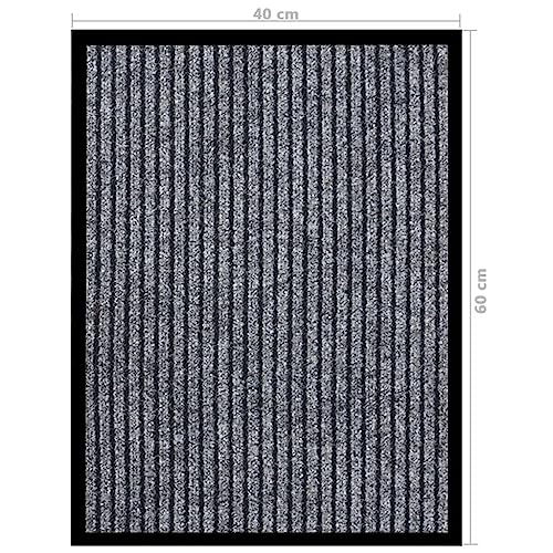 Tapis d'entrée Absorbant et grattant paillasson rayé gris antidérapant 40x60 - 3