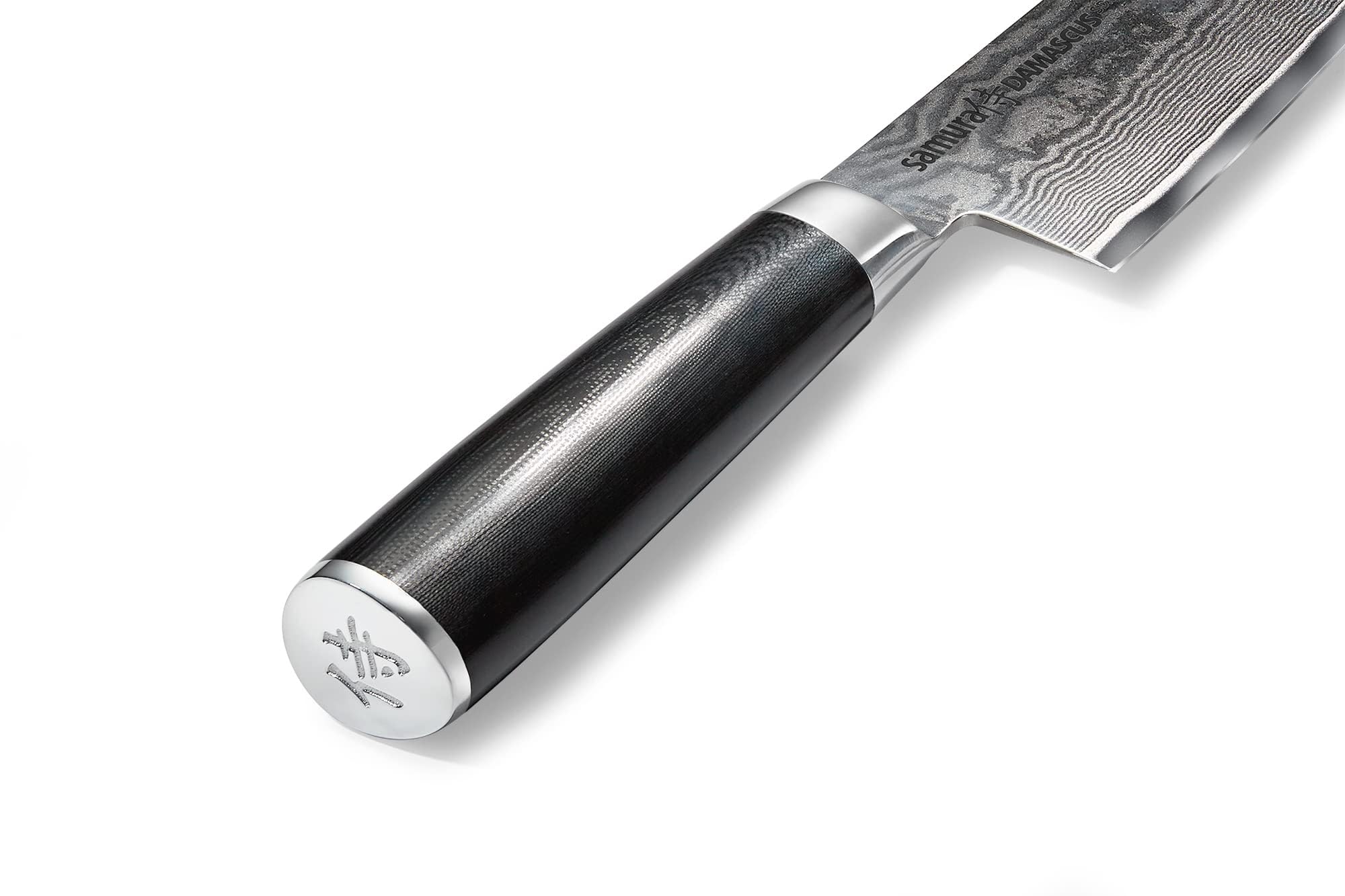 SAMURA Damascus - Coltello da Cucina Giapponese Professionale Nakiri, 240 mm Manico G-10. Durezza 61 HRC.