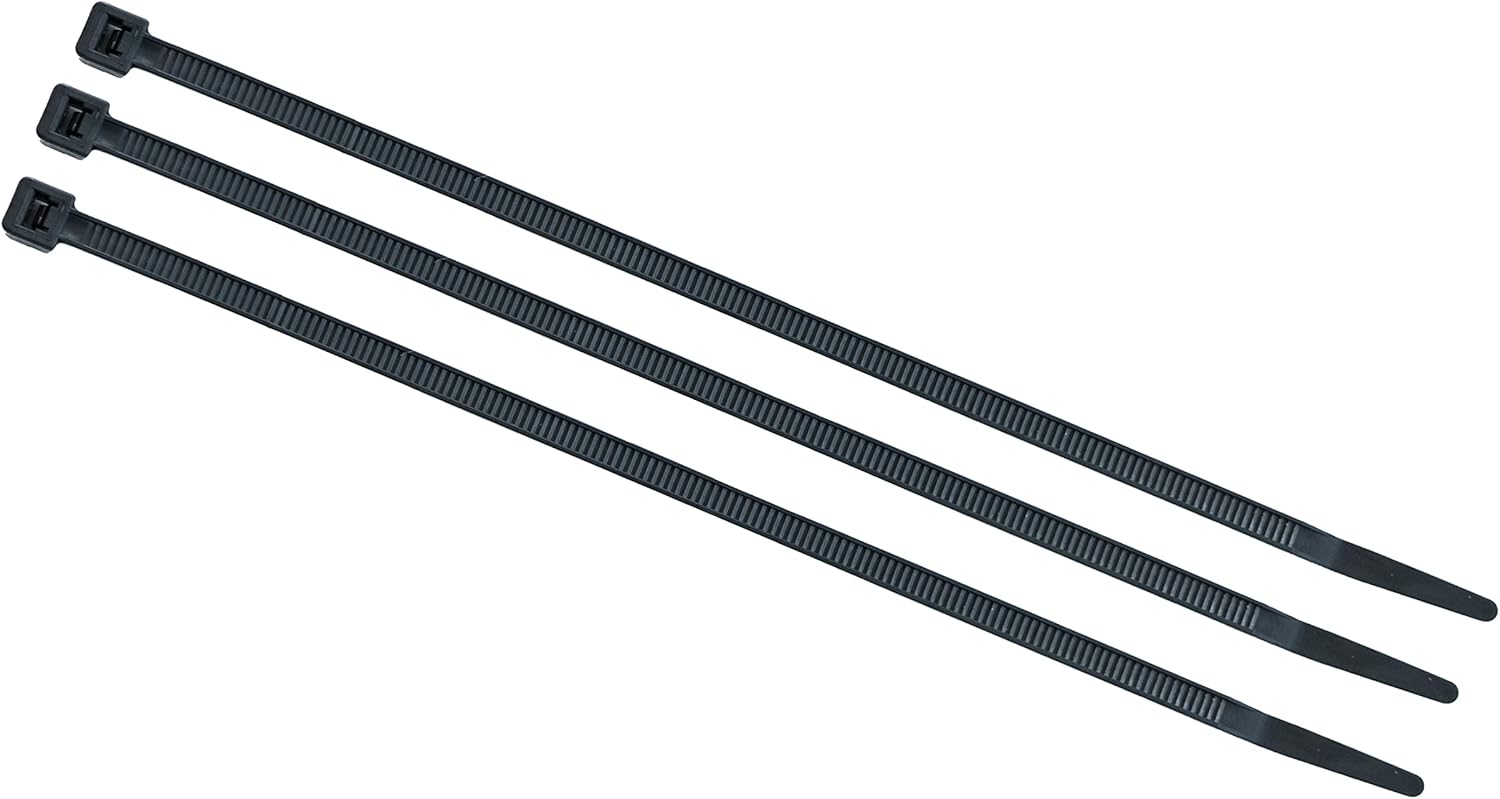 11” UV Rated Indoor/Outdoor Nylon Cable Ties, 50 Pound Tensile Strength, 500 Count, Black