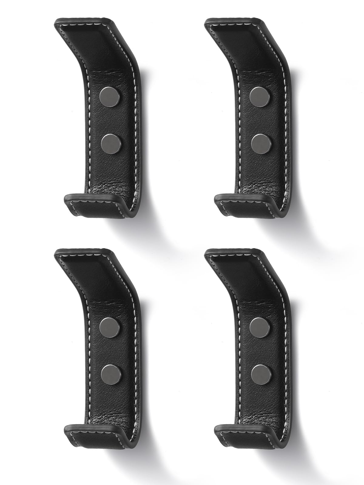 Sorwduerm Black 4 Pack Leather Coat Hooks Wall For Hanging Rectangle Coat Hooks For Hanging Robe Towels Bags Hats Scarf Keys Clothes Suitable For Bedroom, Entryway And Closet