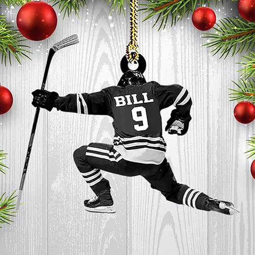 Miniatura 5 de Adorno acrílico de hockey personalizado, adorno de Navidad personalizado para jugador de hockey 2023, adorno con forma de hockey personalizado,