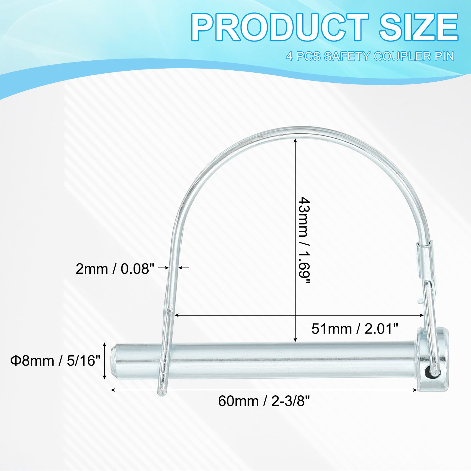 PATIKIL Trailer Coupler Pin 5/16x2-3/8x2.01"(D*L*IW) - Image 2