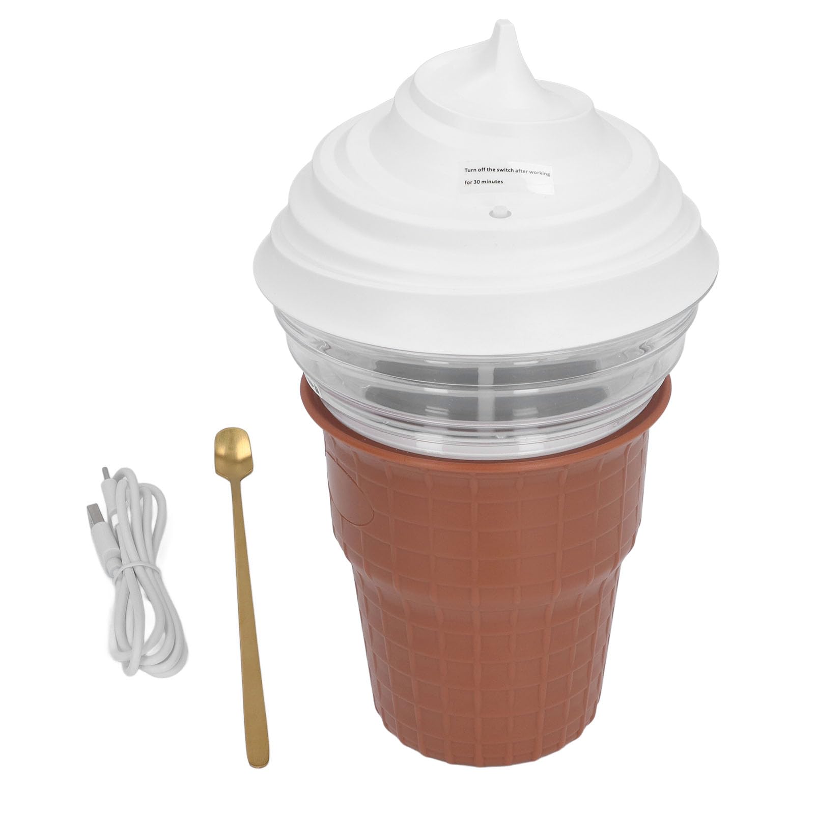 Máquina Eléctrica para Hacer Helados, Máquina de Helado de Capacidad de 450 Ml con Cuchara, Máquina de Yogur Helado con Funcionamiento con un Botón para Helado Casero