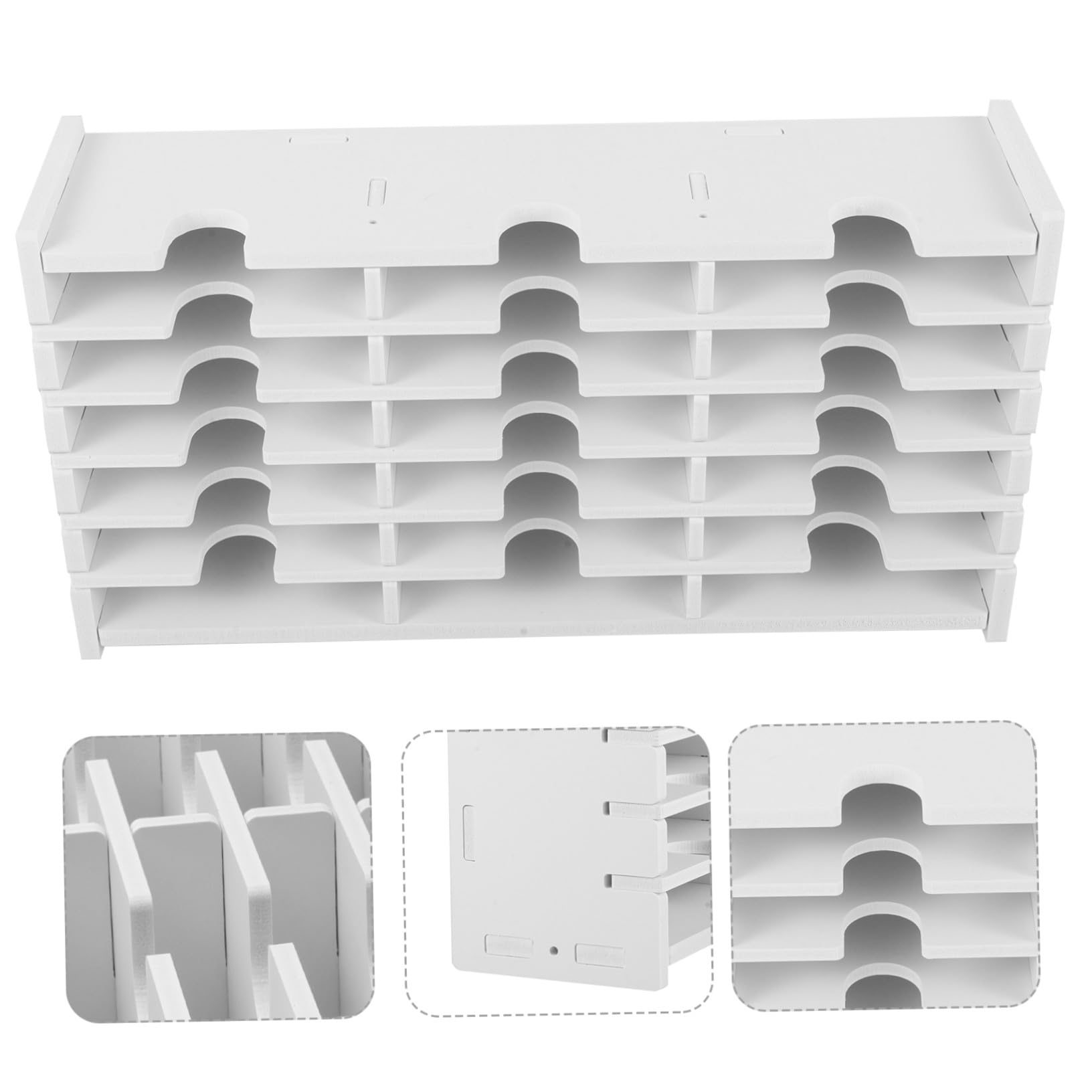 Scatola Porta CD Design Compatto in Legno Bianco Portatile e 18 Scomparti Leggeri per Organizzare Dischi e Oggetti in Casa o Ufficio