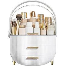 Makeup Organizer Skincare Organizers - Cosmetic Display Cases with Transparent Cover, SkinCare Organizers for Bathroom Countertop, Bedroom Vanity Desk, Lipstick Organizer, White