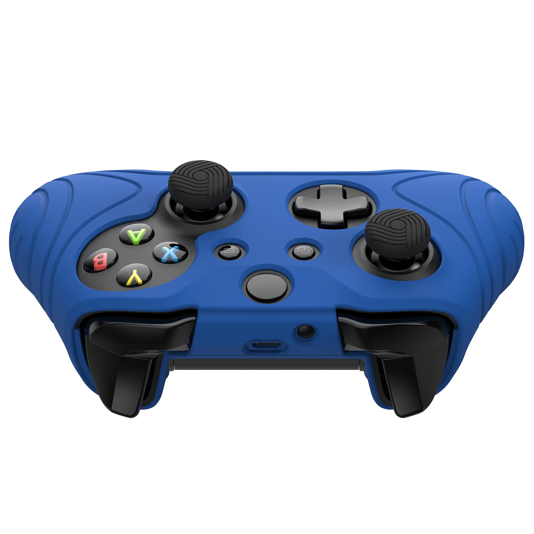 PlayVital Cover Custodia per Xbox One S X Controller Joystick Skin Protettiva Silicone Gomma Antiscivolo con Gommini Coprilevette Analogiche-Samurai Edizione(Azzurro)