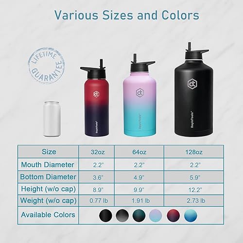 Miniatura 4 de Botella de agua aislada de 32 onzas con popote y 3 tapas, taza térmica de acero inoxidable de 32 onzas, cantimplora de metal, sin BPA, doble pared