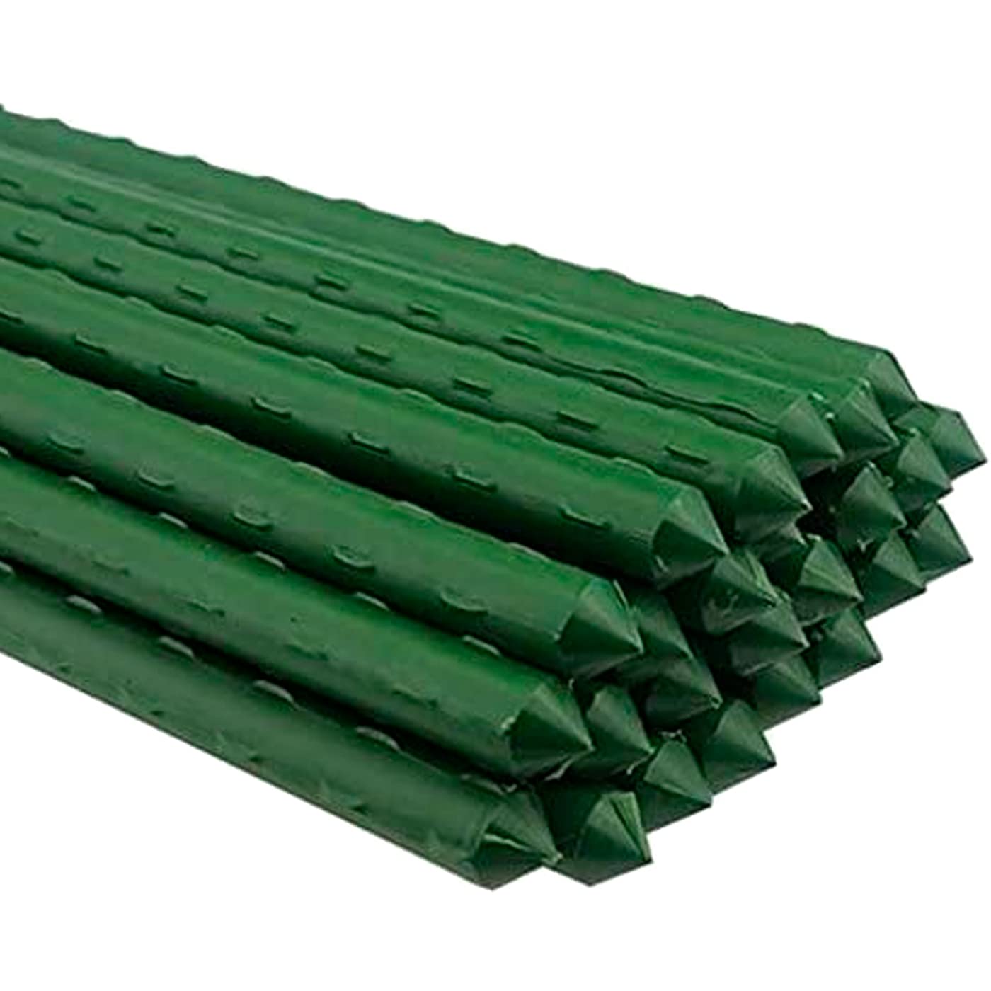 Tradineur - Pack de 24 tutores de Acero plastificado para Plantas de Ø 1,60 x 180 cm, Ideal para el Cuidado del jardín. Varillas para el Cuidado de Plantas y arboles (Color Verde)