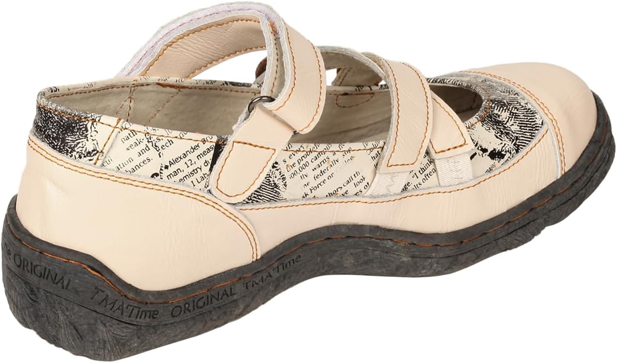 TMA EYES Button Criss Cross Strap Leather Women Flat Shoes - Image 4