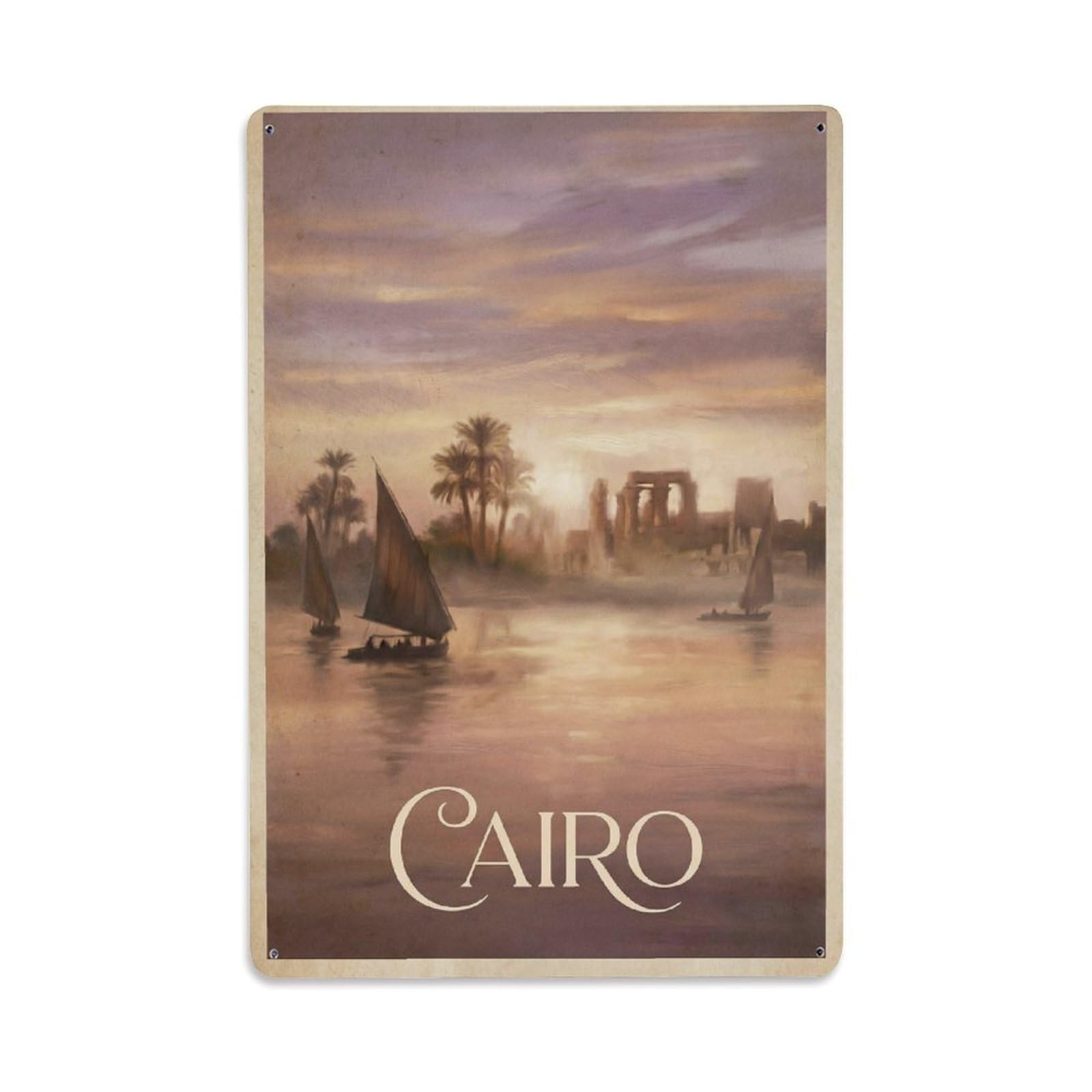 Gead 8X12inch Style Vintage Travel Cairo Sunset Metal Tin Sign