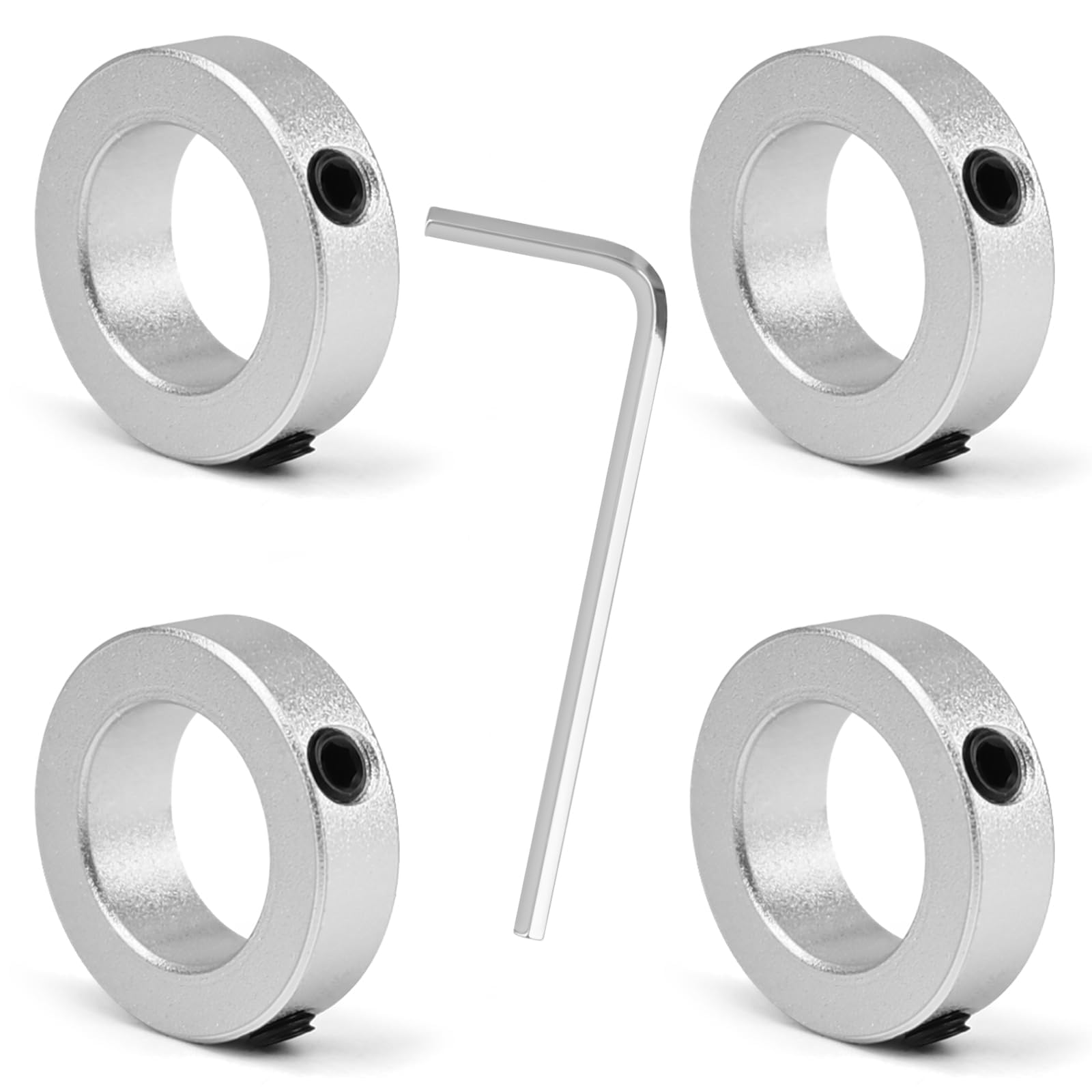 4 anelli di regolazione da 20 mm, anelli di regolazione con esagono interno in lega di alluminio argentato, anello di delimitazione per collegamenti ondulati, carrelli e assi
